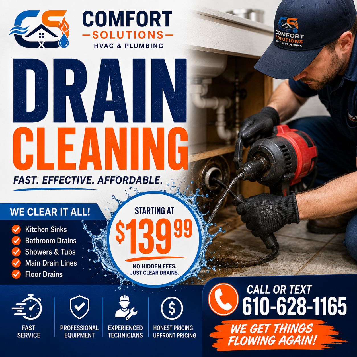 Drain cleaning coupon starting at $139.99