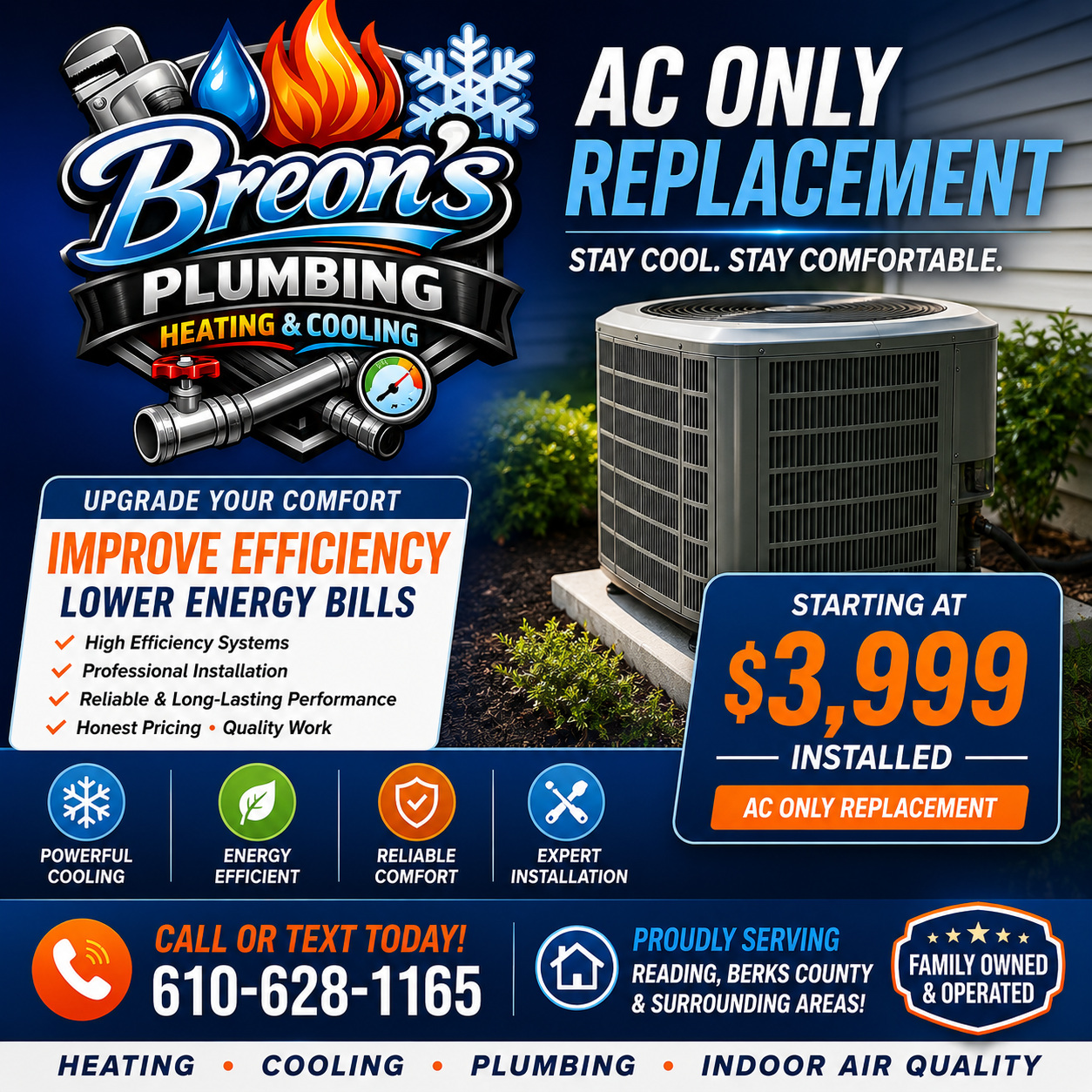 AC only replacement starting at $3,999