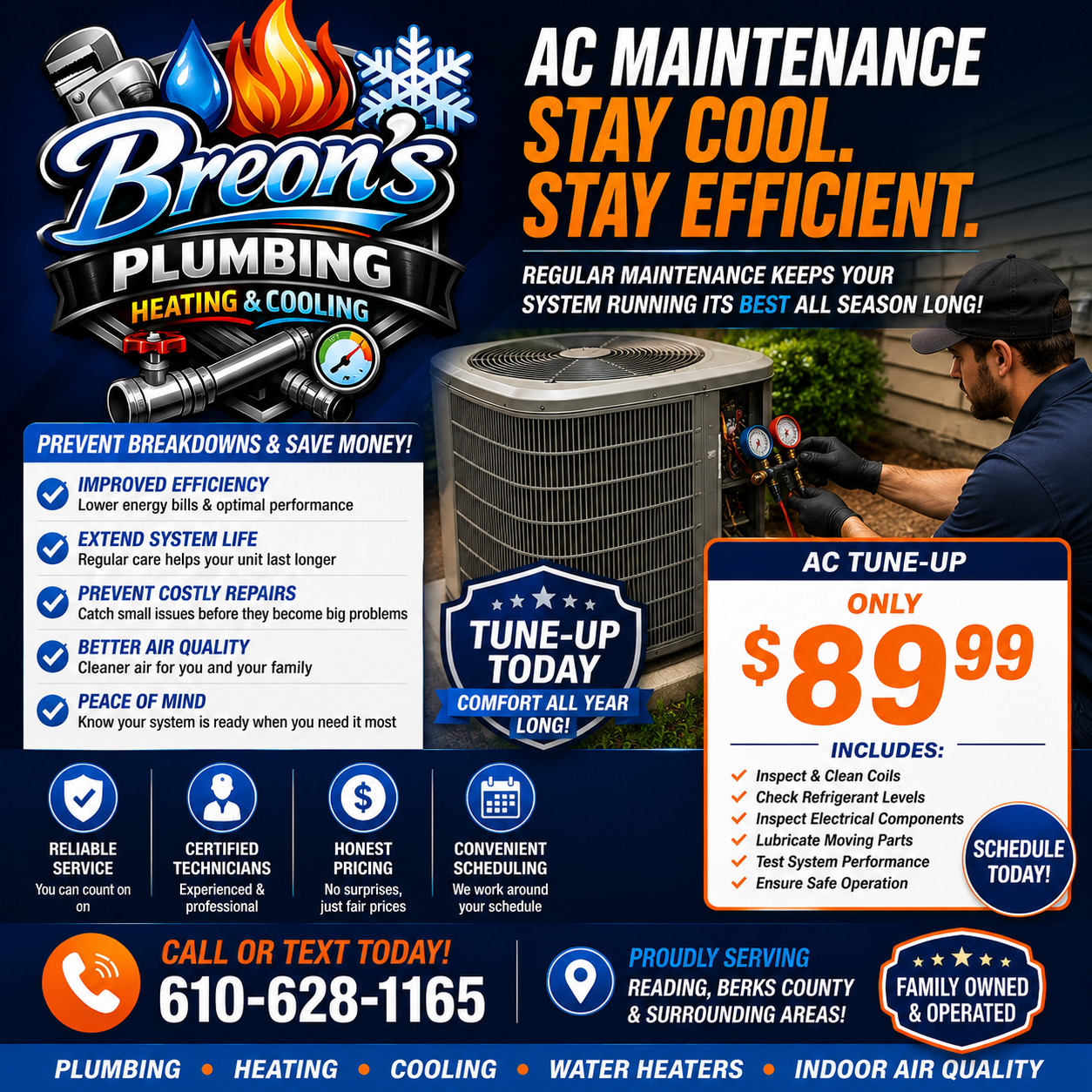 AC tune-up maintenance for $89.99