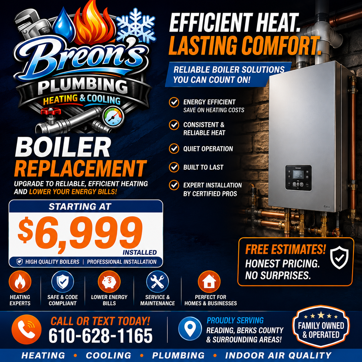 Boiler replacement starting at $6,999