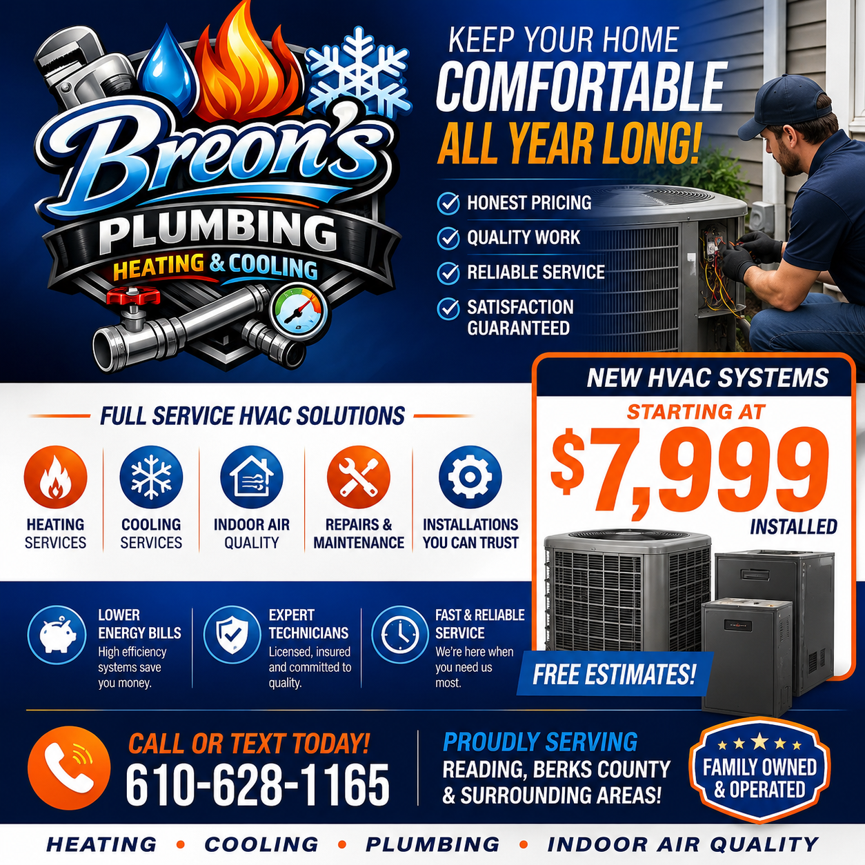 New HVAC system installation starting at $7,999